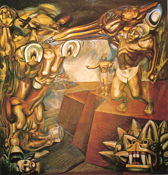David Alfaro Siqueiros, Cuauhtémoc Against the Myth, 1944, piroxylin paint and other 3-D effects, Tecpan Museum